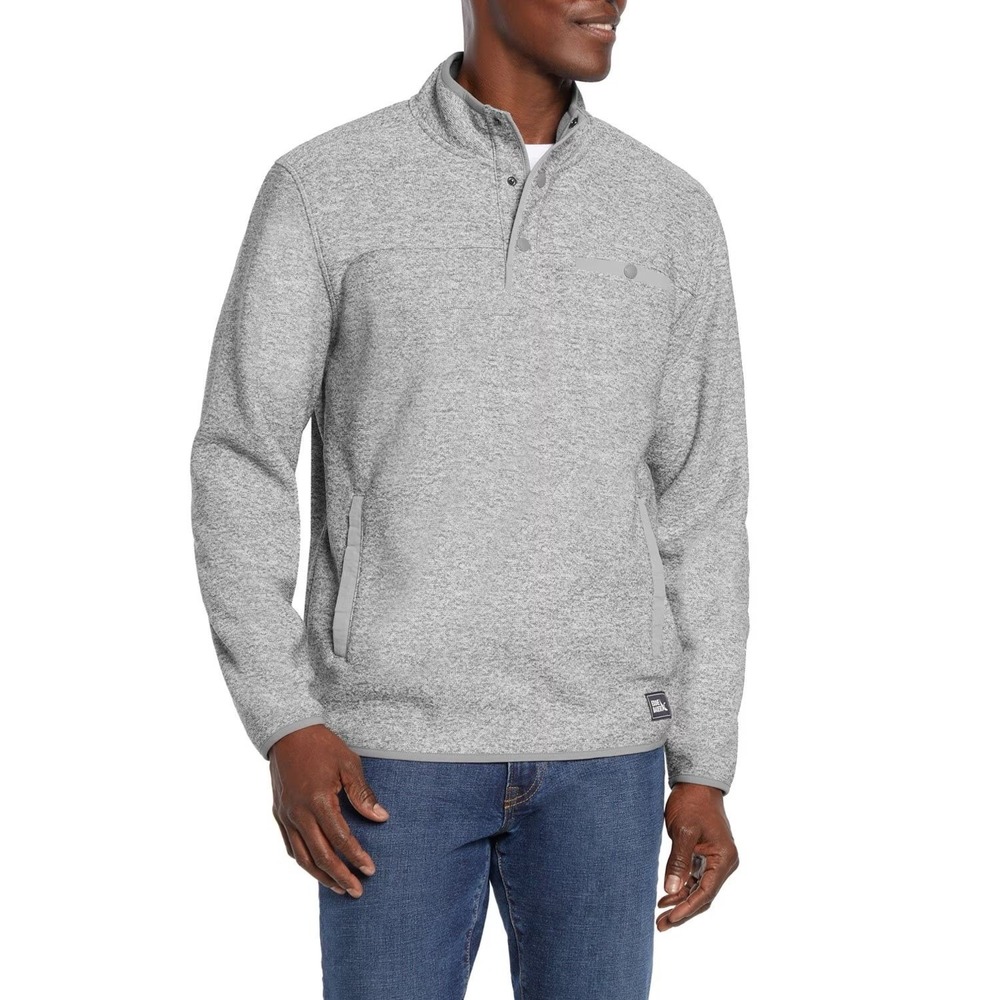 Eddie Bauer Gray 1/4 Snap Button Sweater Men's With Pockets